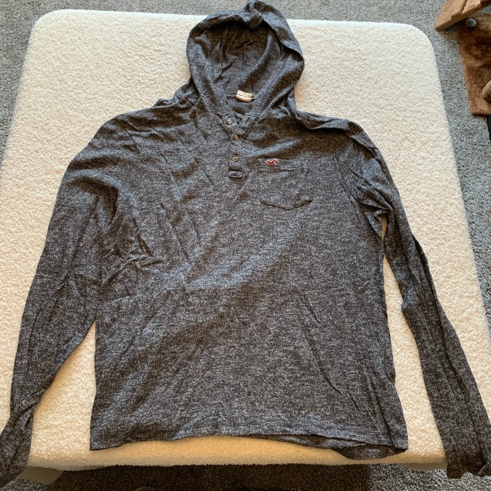 Gray Hollister Long Sleeve with Hood. Size Medium.